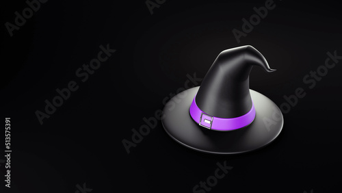 witch hat on black background 3d rendering