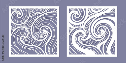 Template for laser cutting of any materials. Abstract wave. For the design of cards, invitations, interior elements, panels, decor. Vector © Zerlina