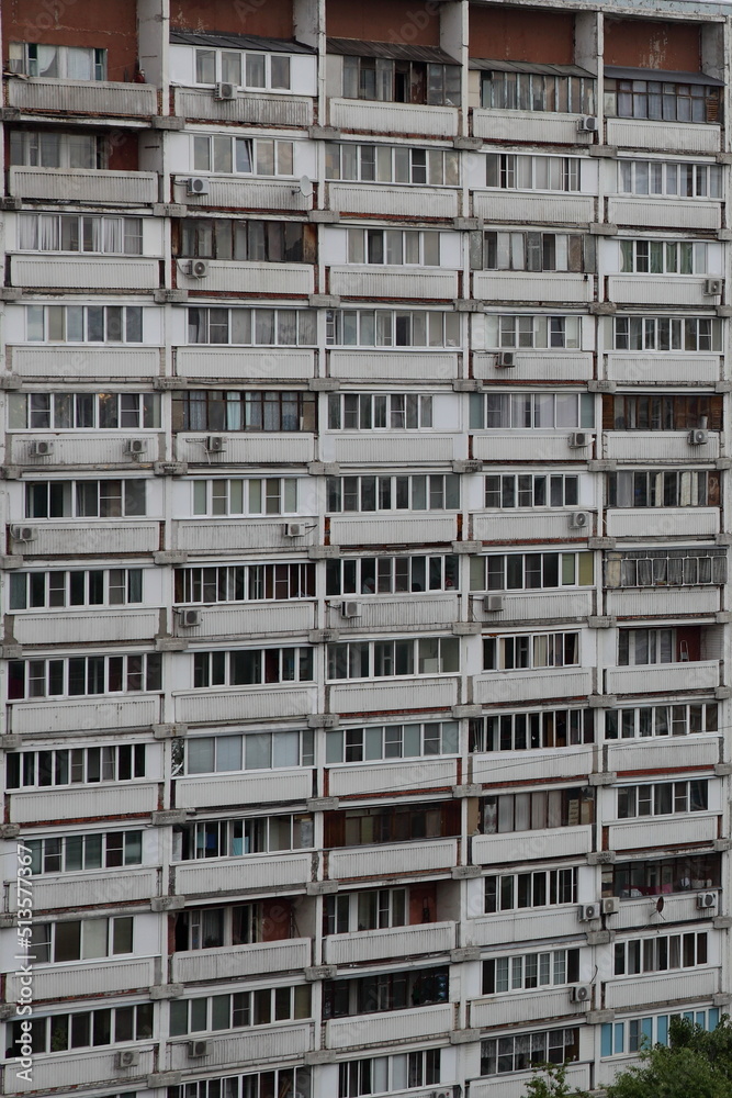 Old multi storey Russian apartment building background texture Old multi storey Russian apartment building background texture