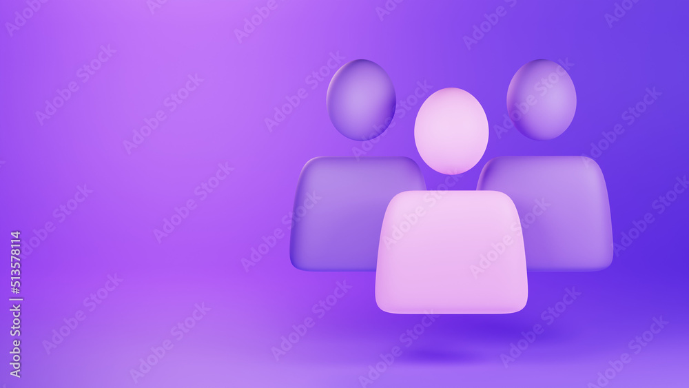 3d render people minimal icon isolated on purple background illustration. Community and team concept. 3d render people minimal icon isolated on purple background illustration. Community and team concept.