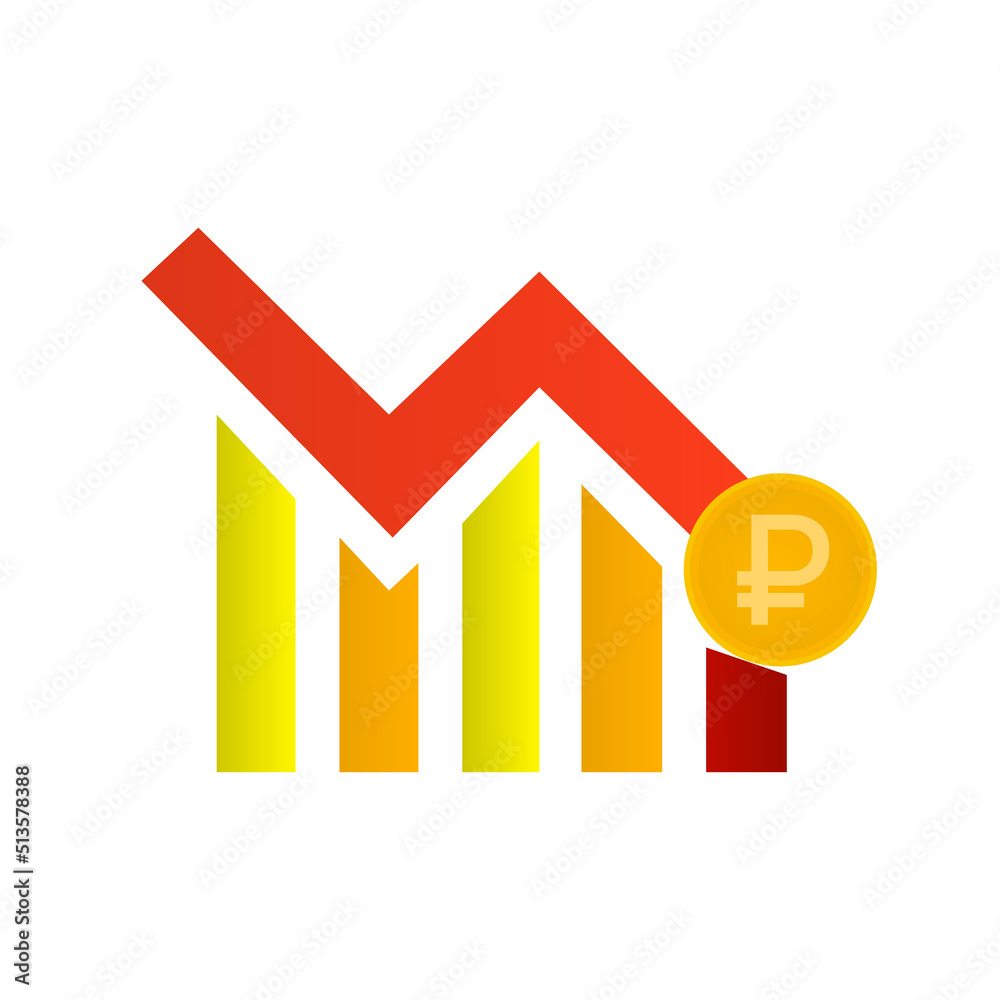 ruble falling icons on a white background, vector illustration ruble falling icons on a white background, vector illustration