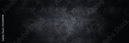 Elegant black background vector illustration with vintage distressed grunge texture and dark gray charcoal color paint