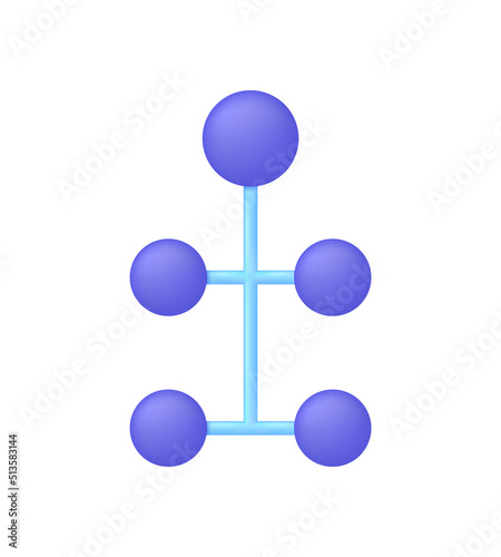 3D Hierarchy icon isolated on white background. Enterprise management subordinate structure. Delegating, assignment, distribution. Can be used for many purposes.