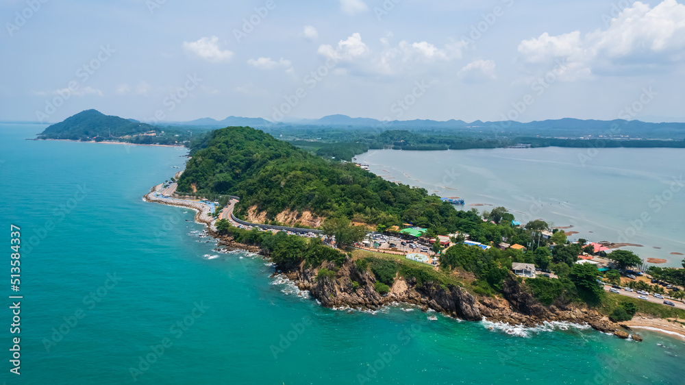 View of island from drone angle,Chanthaburi province of thailand,High angle of sea