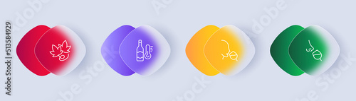 Drink wine set icon. Glass, grape, bottle, thermometer, temperature, vault, cellar, restaurant, taste. Alcohol concept. Glassmorphism style. Vector line icon for Business and Advertising