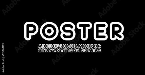 Round font, bold alphabet, modern letters and numbers