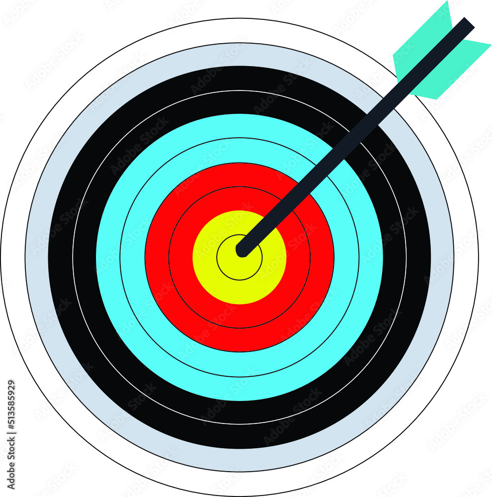 circle of colored arrow targets with arrows that hit the target circle of colored arrow targets with arrows that hit the target
