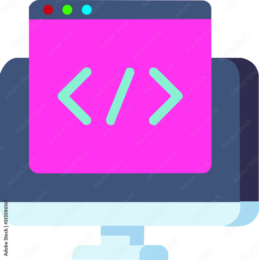 Computer programming icon in flat design Computer programming icon in flat design