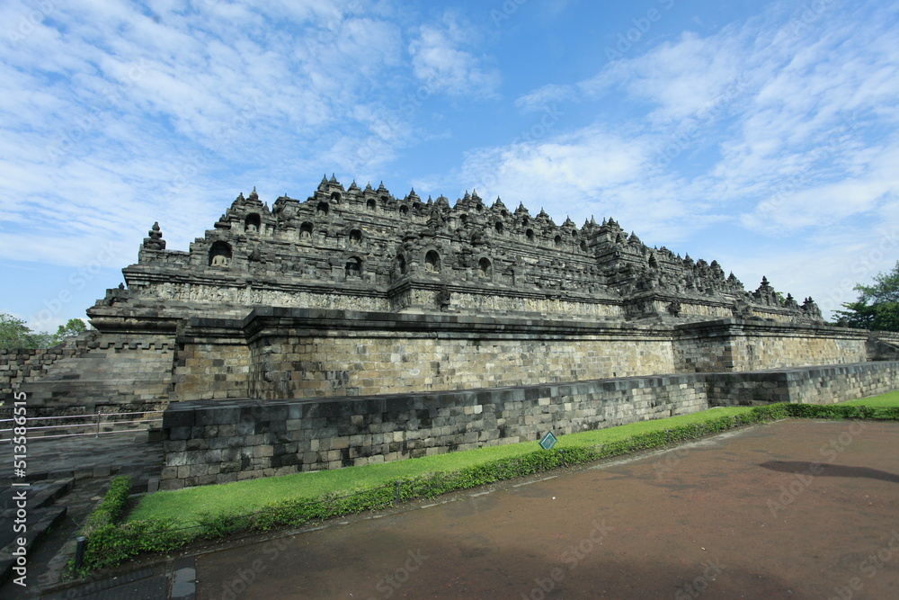 Borobudur Temple: The largest Buddhist temple in the world was built during the Sailendra Dynasty between 780 - 840 AD located in Magelang, Central Java, Indonesia