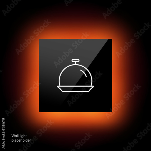 Cloche line icon. Lid, restaurant, cook, plate, dish, eat out, food, waiter, waitress, service. Eating concept. Glassmorphism style. Vector line icon for Business and Advertising