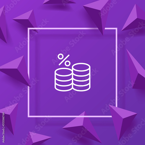 Money with percent sign line icon. Coins, currency, financial management, pay, payment, earn, work, job, businessman. Business concept. Vector line icon for Business and Advertising