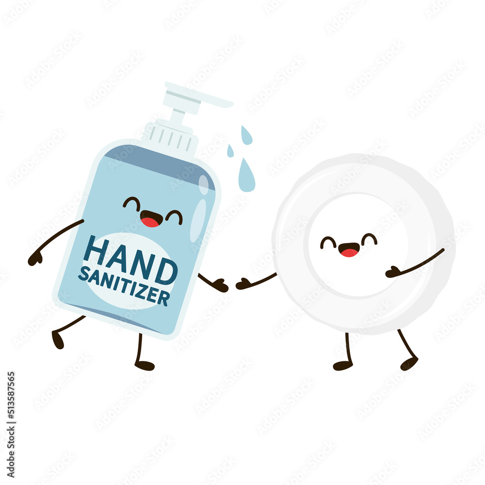 Hand sanitizer character. Alcohol gel. Washing alcohol gel used against viruses, bacteria, flu, coronavirus. Waterless hand cleaner. Alcohol gel and white cell blood vector. Hand sanitizer character. Alcohol gel. Washing alcohol gel used against viruses, bacteria, flu, coronavirus. Waterless hand cleaner. Alcohol gel and white cell blood vector.