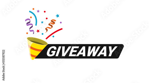 Giveaway template for social media post, with confetti. Vector illustration