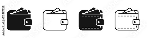 Wallet icon set. Black and linear. Vector EPS 10 photo
