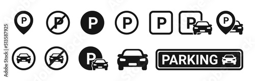 Car parking icon set. Vector EPS 10