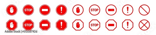 Traffic sign stop set. Do not enter. Vector EPS 10