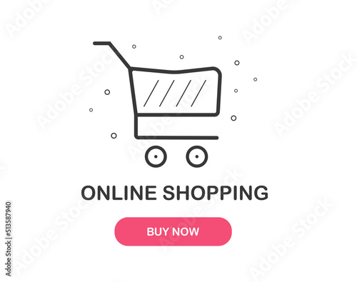 Online shop. Online shopping concept. Online store. Shopping cart icon. Ecommerce. Buy now