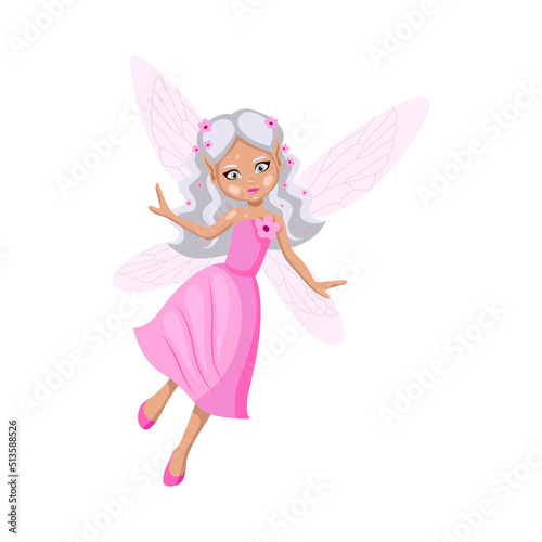 Cartoon magic fairie. A collection of cute fairytale girls characters.