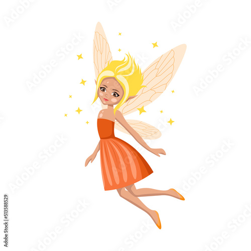 Cartoon magic fairie. A collection of cute fairytale girls characters.