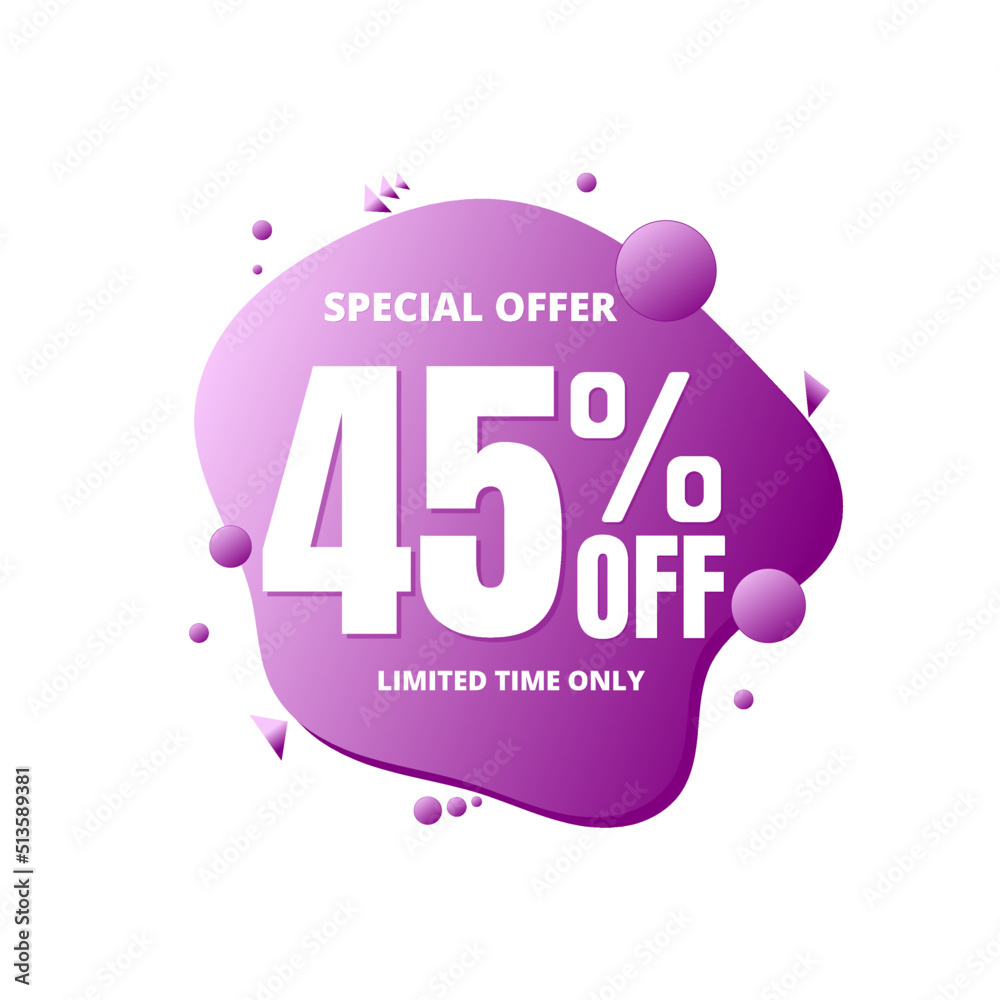 45% off, special offer, limited time only. 3D purple bubble design. Super discount online coupon. vector illustration, Forty five 45% off, special offer, limited time only. 3D purple bubble design. Super discount online coupon. vector illustration, Forty five