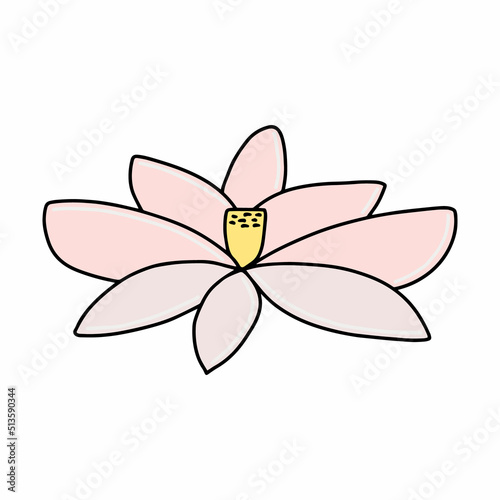 Lotos flower hand drawn icon illustration in cartoon doodle style