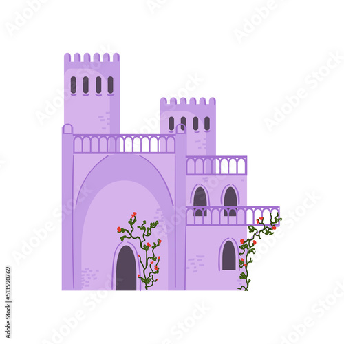 Fairy castle for princesse in the flat style.