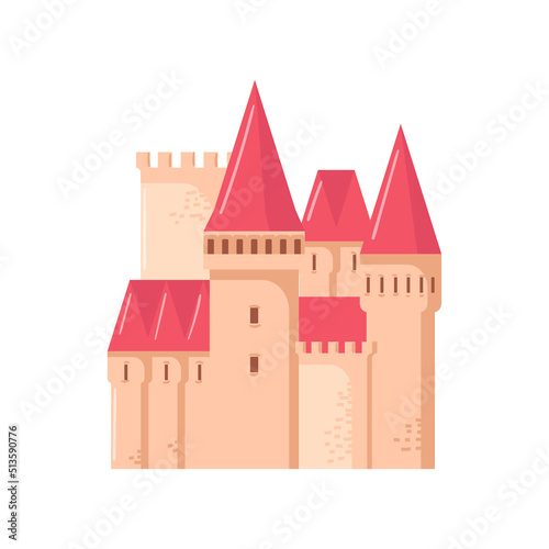 Fairy castle for princesse in the flat style.