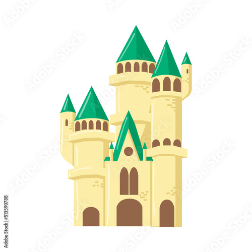 Fairy castle for princesse in the flat style.