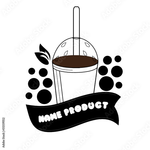 black bubble tea cup logo icon