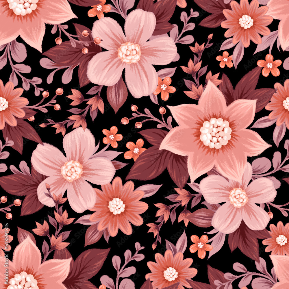 Seamless floral pattern. Fabric and packaging design.