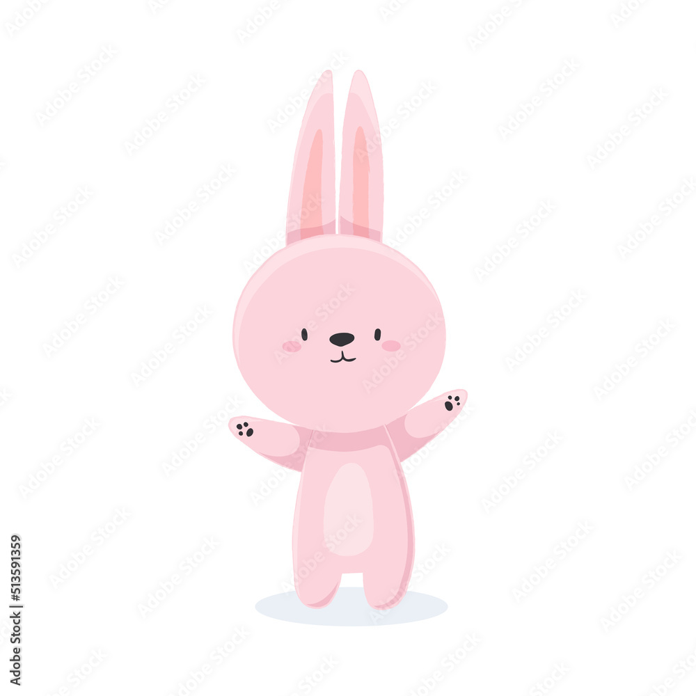 Obraz premium Cartoon Child Illustration cute happy animals rabbit