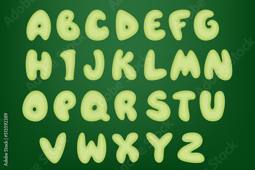 Set of cartoon vector alphabet letters. Cool letters for decorating children's scrapbooking themes. Design elements photo