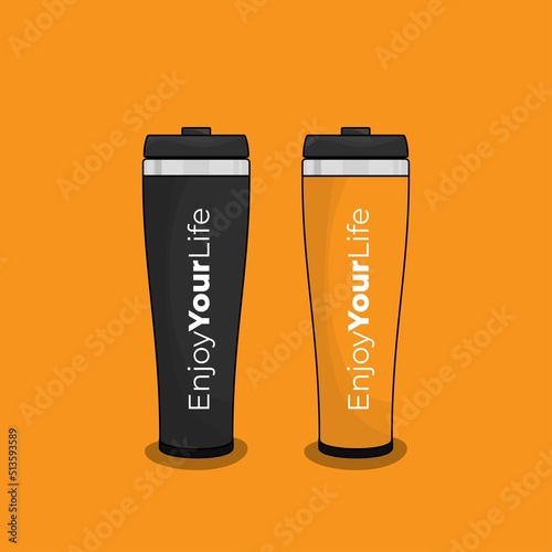 Black and yellow tumbler design for product mockup design