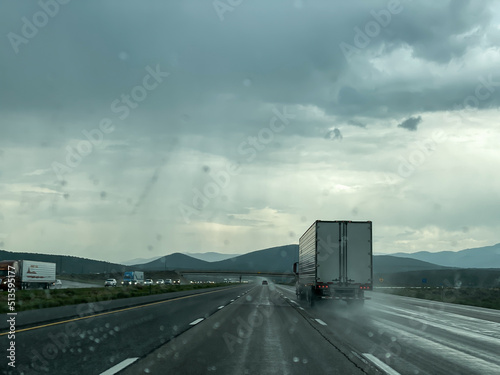Shipping Truck in the Rain