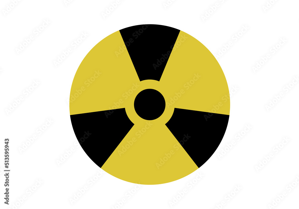 Símbolo nuclear en negro y amarillo sobre fondo blanco Símbolo nuclear en negro y amarillo sobre fondo blanco
