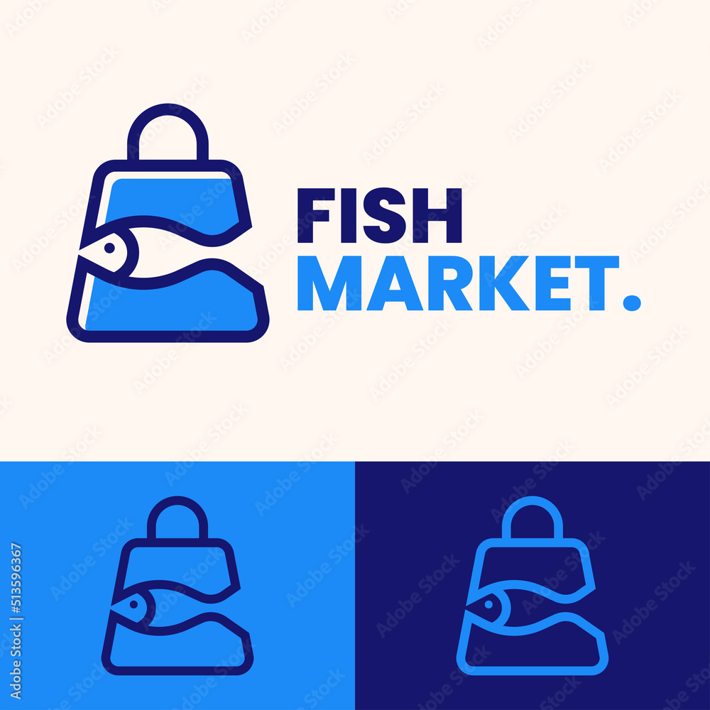 simple minimalist fish shopping bag logo design simple minimalist fish shopping bag logo design