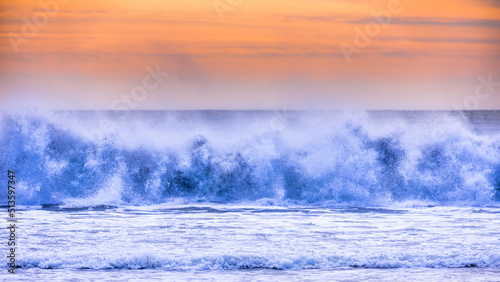 Crashing waves at sunset at Point Reyes National Seashore