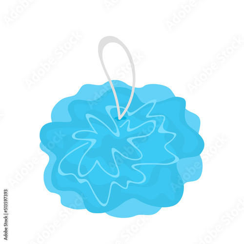 blue washcloth for bath and shower. flat vector illustration isolated