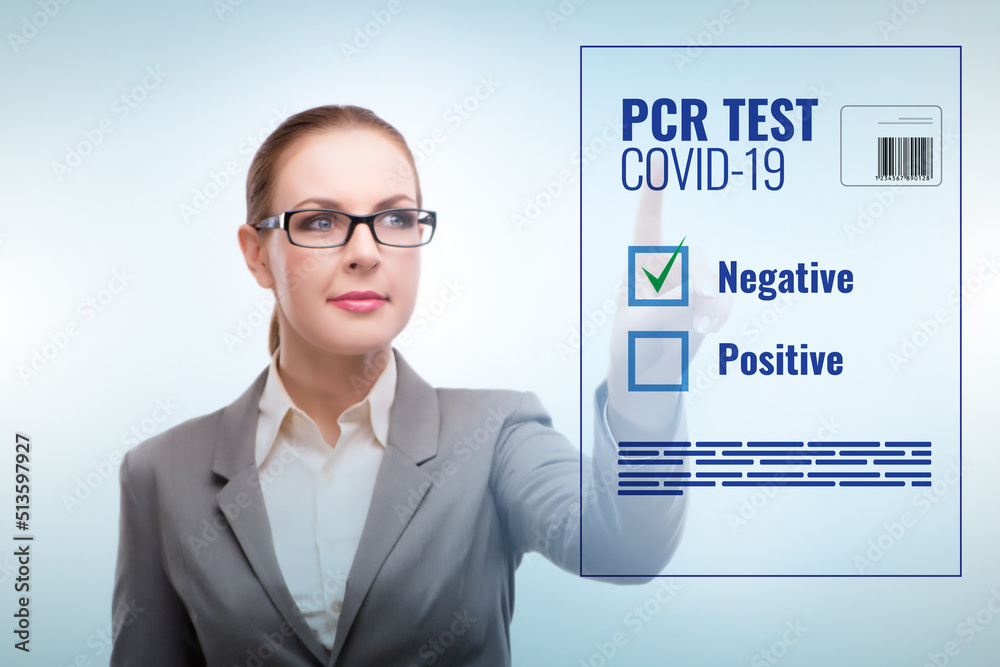 Concept of coronavirus covid-19 test with businesswoman Concept of coronavirus covid-19 test with businesswoman