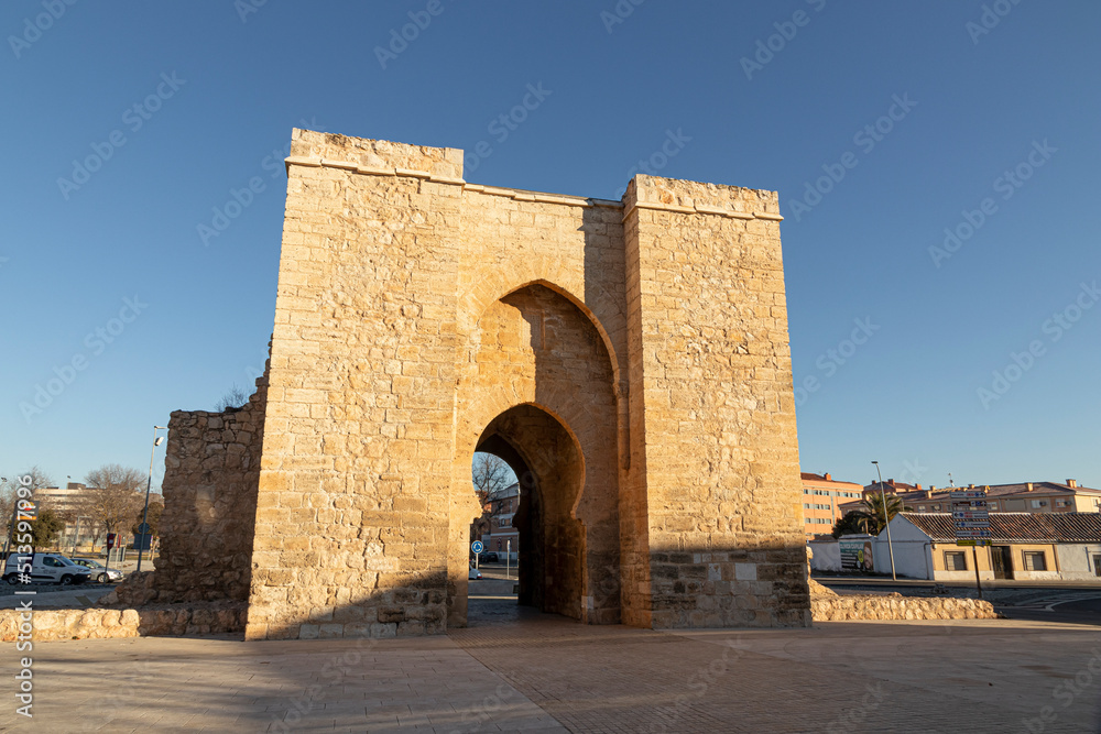 Ciudad Real, Spain. The Puerta de Toledo (Toledo Gate), a Gothic fortified city entrance formerly part of the walls. Horseshoe arch