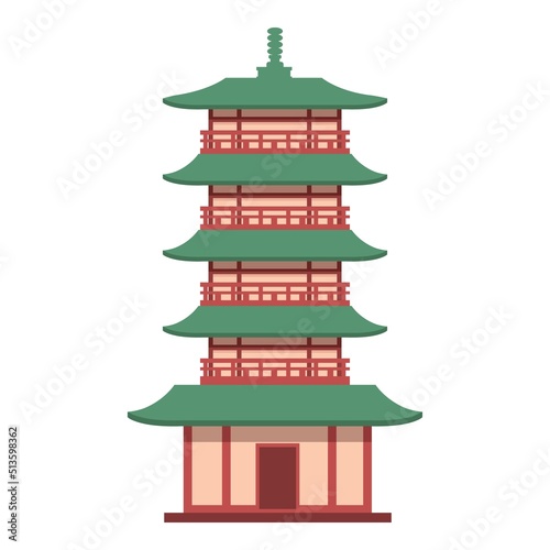 Pagoda building icon cartoon vector. Asian house. City temple