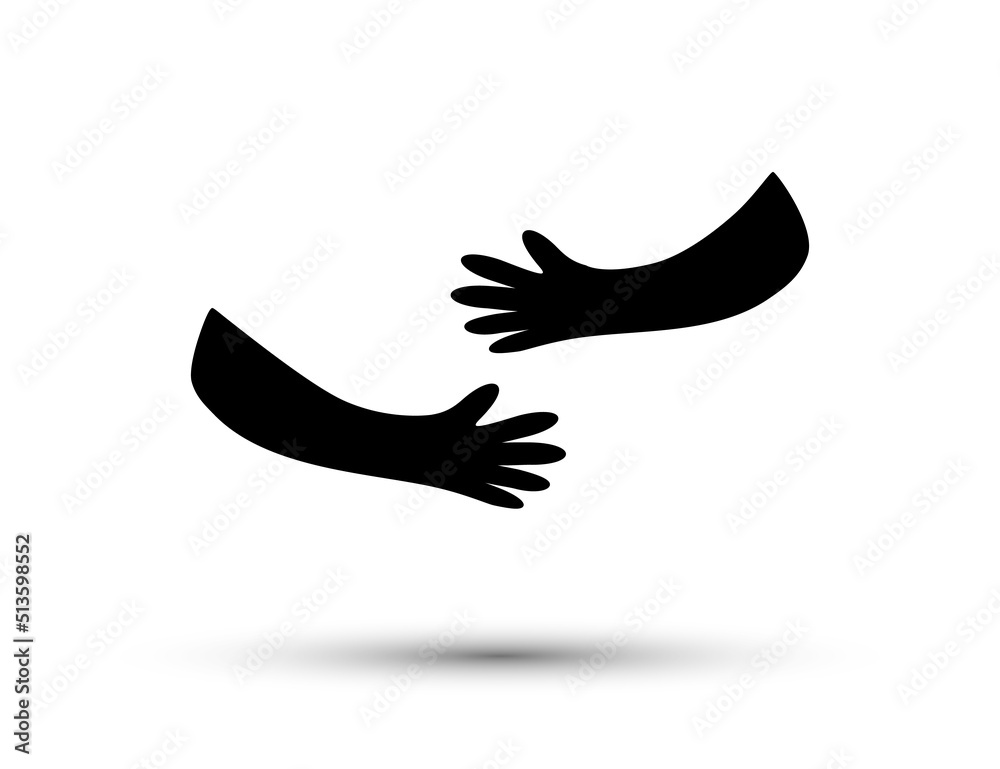 two hands hug something. vector illustration with shadow isolated on ...