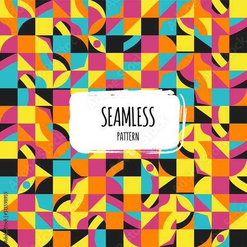 Pattern seamless squares blot painted bright background print style
