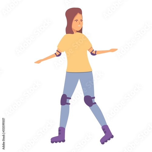 Inline skates girl icon cartoon vector. Sport school. Kid education