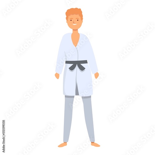 Karate kid icon cartoon vector. Sport school. Happy child