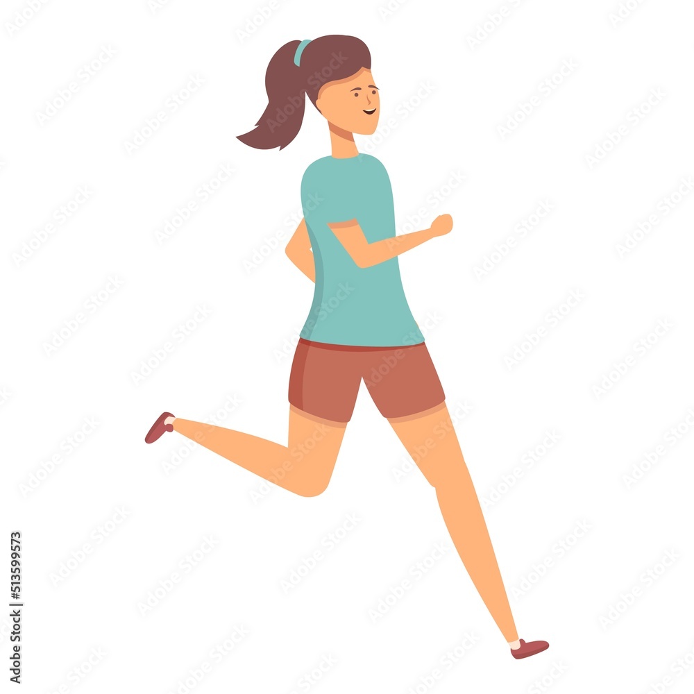 Running girl icon cartoon vector. Sport school. Happy child Running girl icon cartoon vector. Sport school. Happy child