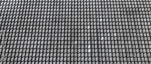 Gray roof tiling pattern, wide background texture