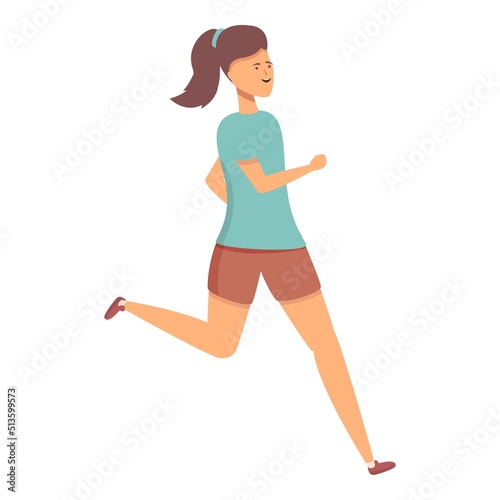 Running girl icon cartoon vector. Sport school. Happy child