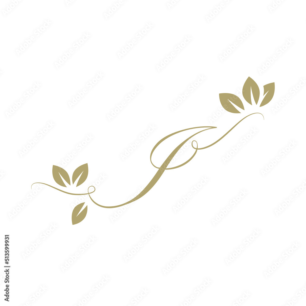 Gold foliage, script letter i