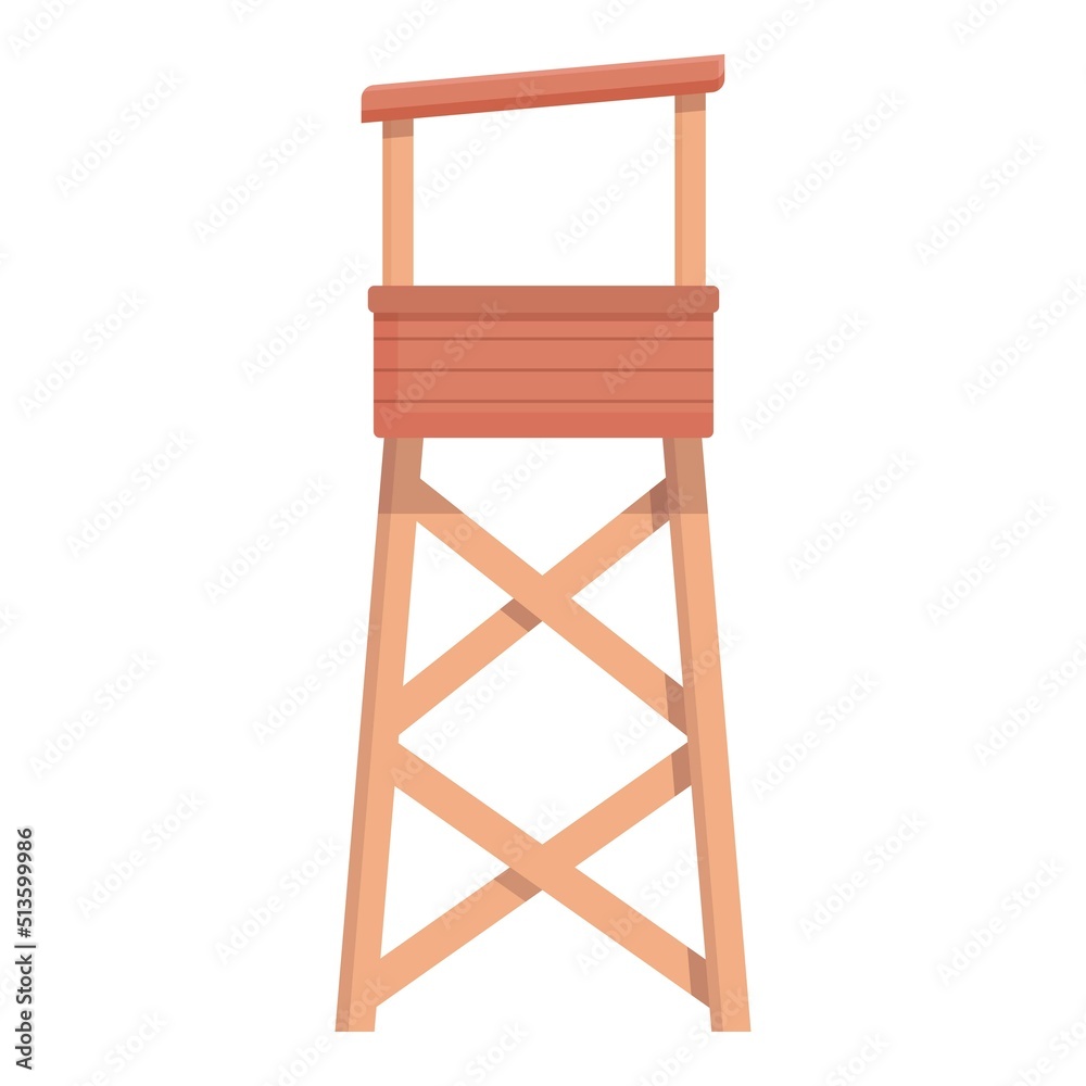 Lifeguard wood tower icon cartoon vector. Beach guard. Life safety Lifeguard wood tower icon cartoon vector. Beach guard. Life safety